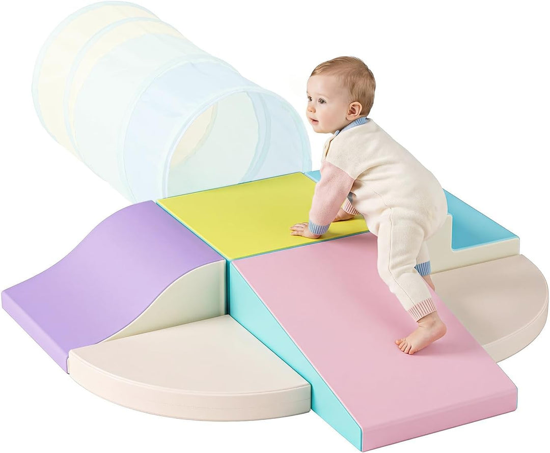Softbausteine,6PCS Schaumstoff bausteine Kinder,Kletterbausteine aus Schaumstoff – Krabbellandschaft
