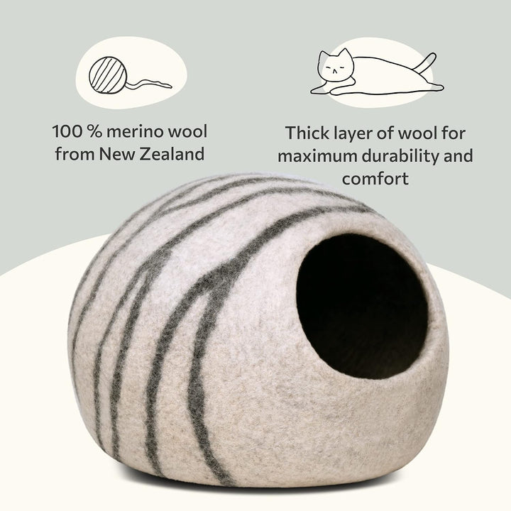 MEOWFIA Katzenbett aus 100 % Merinowolle – Handgefilztes, Umweltfreundliches Katzenbett für Katzen &amp;