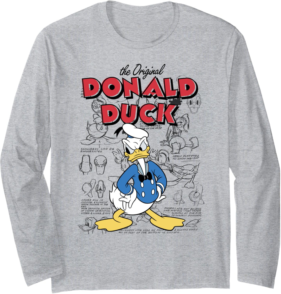 Disney Donald Duck Original Donald How To Draw Background Langarmshirt