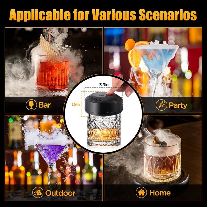 Elektrischer Whisky Smoker mit Holzchips, Cocktail Smoker Kit mit Glas &amp; Eisballform, Wiederaufladba