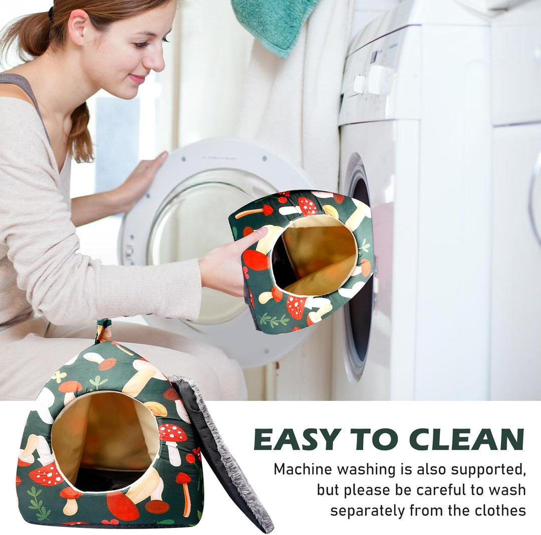 Meerschweinchen Haus & Tunnel 2er Set, Meerschweinchen Bett Waschbar Kuschelhaus & Spielzeug Kuschel