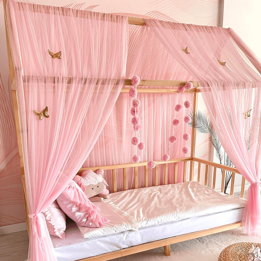 Baby Fancyroom Hausbett Himmel Betthimmel rosa für Kinderbett Kinderzimmer Baldachin Bettvorhang Bet