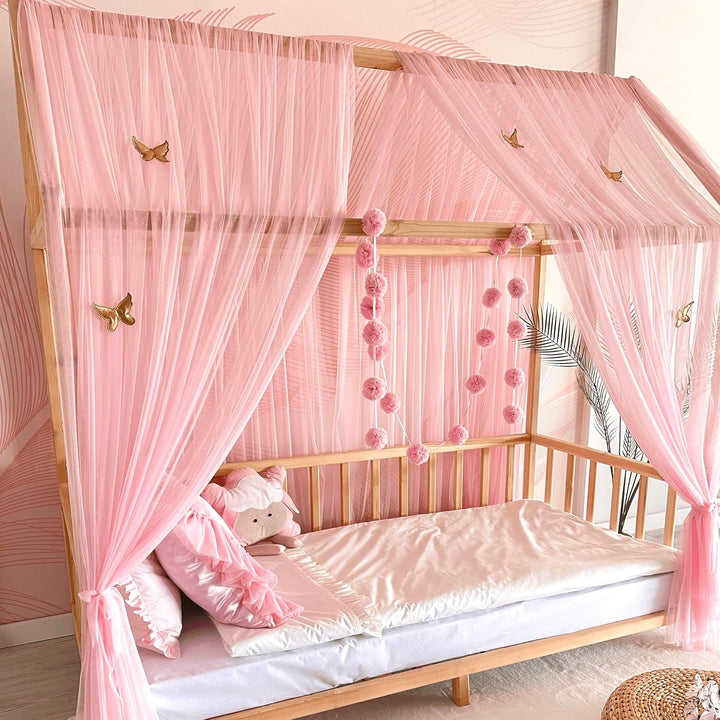Baby Fancyroom Hausbett Himmel Betthimmel rosa für Kinderbett Kinderzimmer Baldachin Bettvorhang Bet