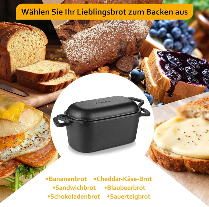 Velaze Quadrat Gusseisen Bräter mit Deckel Backofengeeignet – 28cm Schmortopf mit Deckel, Gusseisen-