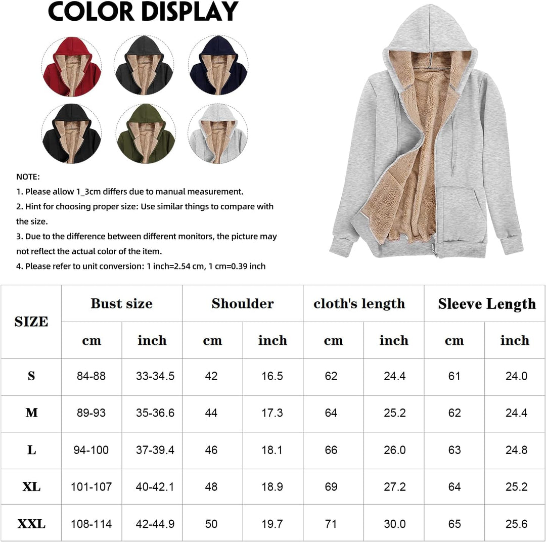 Niwicee Damen Kapuzenpullover mit Reissverschluss Winter Plus Fleecepullover Langarm Kapuzenjacke Sw