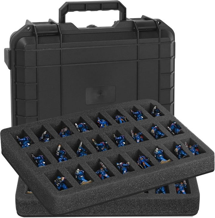 Hartschalenkoffer für Miniaturfiguren, Zuschneidbarer Schaumstoff,48 Slots | Warhammer 40k kompatibe