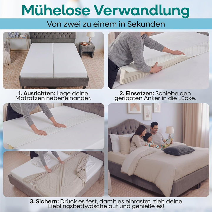 ZENO Liebesbrücke für Split King & Lückenfüller - Twin zu King Bettverbinder - Premium High-Density