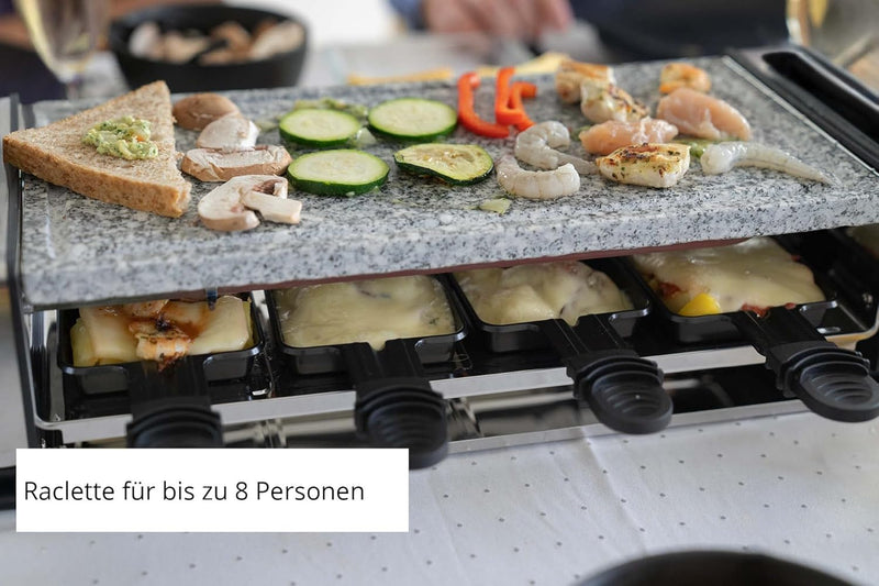 UNOLD 48760 Raclette Delice Basic - 1200 Watt, für bis zu 8 Personen, mit Naturstein-Grillplatte, we