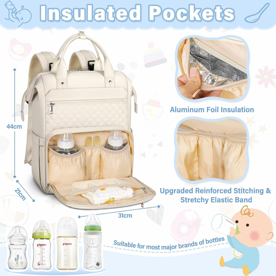 RAINSMORE Baby Wickelrucksack Gross mit Mobiler Wickelauflage Multifunktions Wickeltasche Kinderwage