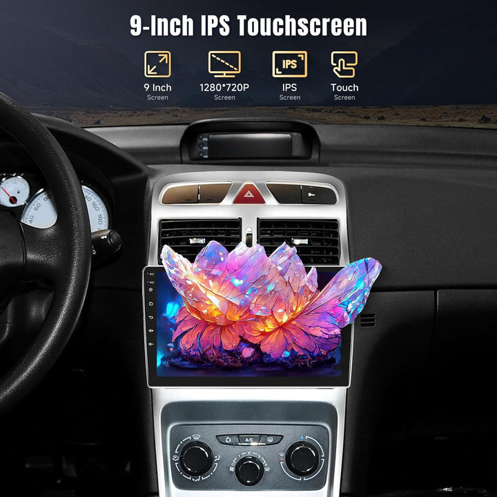 Podofo Carplay Android Autoradio für Peugeot 307 2002-2013,2G++64G,9" Touchscreen HiFi Android Auto