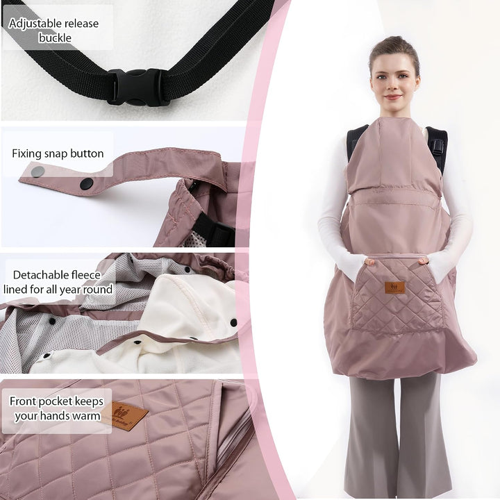 Winterbezug für Babytrage, Warm Universal Babytragebezug Wasserdicht Tragecover für Babytragen (Rosa