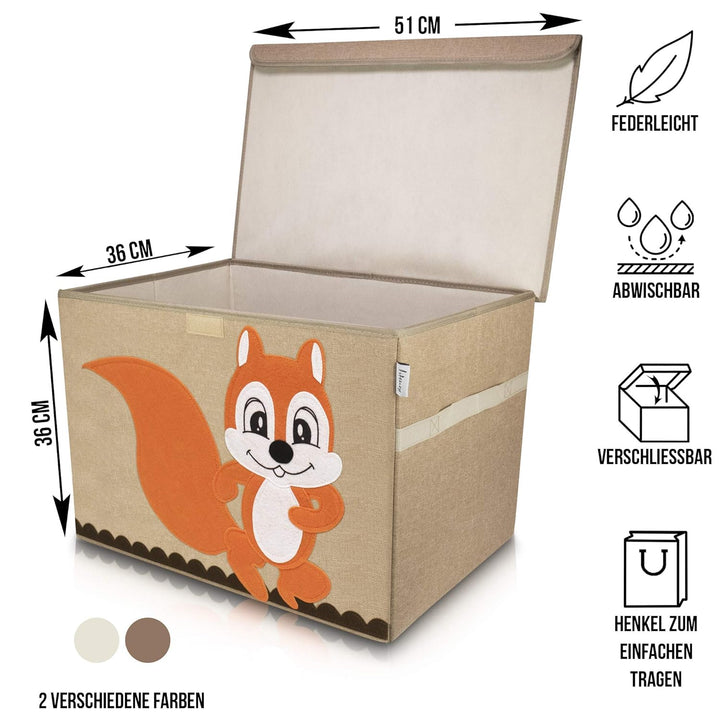 Aufbewahrungsbox Kinder gross 51 x 36 x 36 I Spielzeugkiste I Kiste mit Deckel für Kinderzimmer I Au