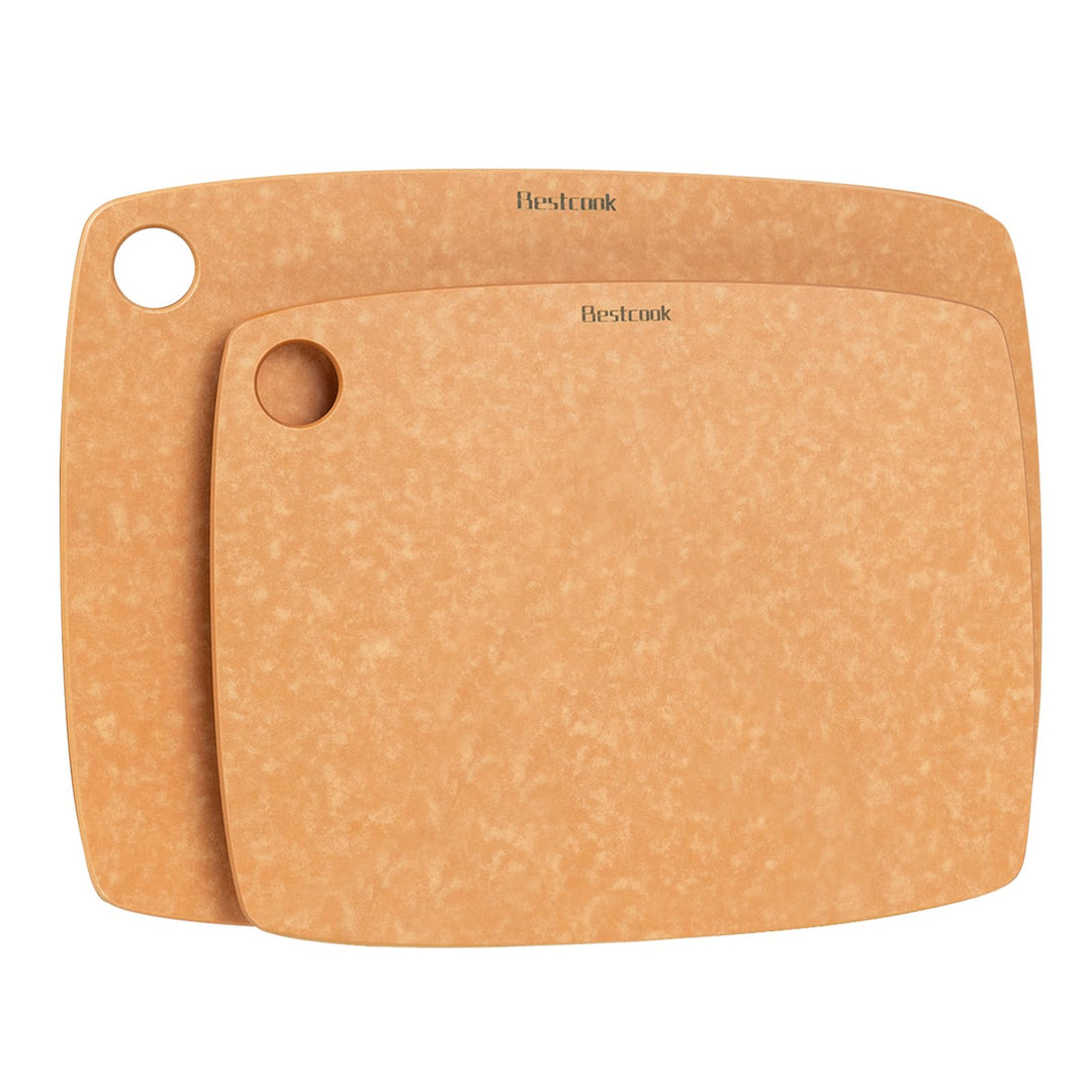 BESTCOOK Schneidebrett Holzfaser 2er-Set, Spülmaschinenfest Chopping Board, Hohe Dichte, Antiporös,