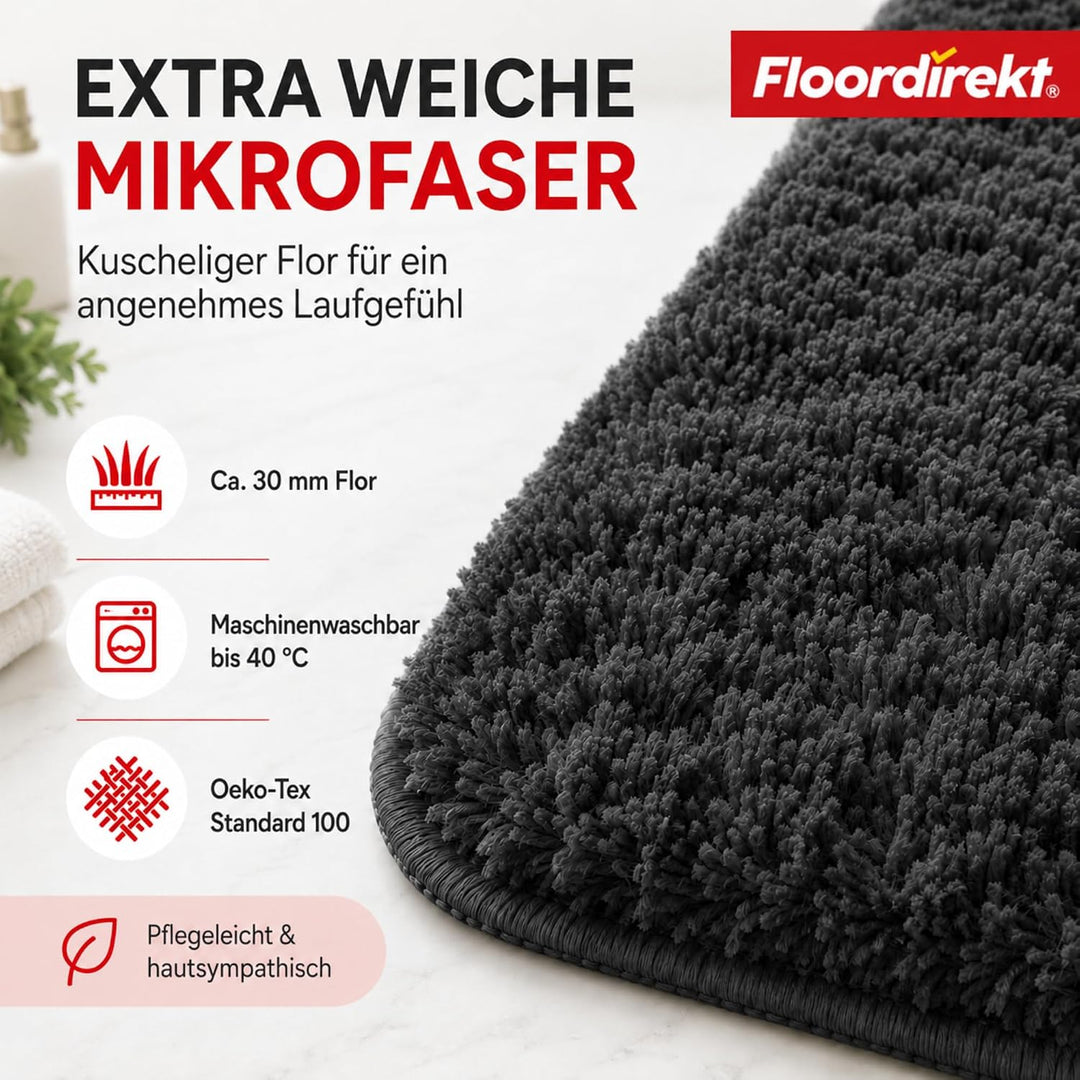 Floordirekt Badematte Sky - Badezimmerteppich - Weicher, dichter Hochflor - Rutschhemmend & Schnell