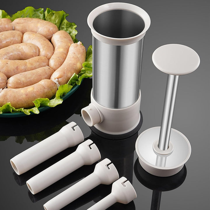 Wurstfüller, Manueller Wurstmachers,Wurstfüller edelstahl, Wurstspritze set,mit 4 Füllrohre,1 Wurstd