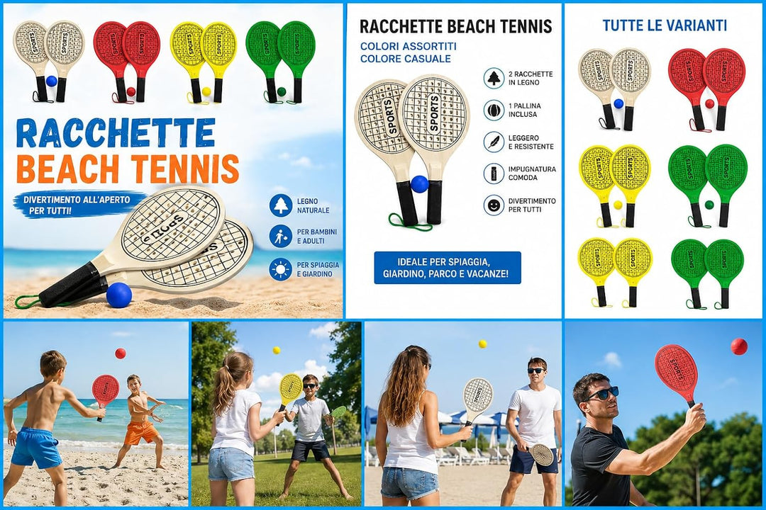 Generisch Strand-Tennisschläger 39 cm Gelochte Holzschläger Beach Tennis Pool Party Schläger mit Bal