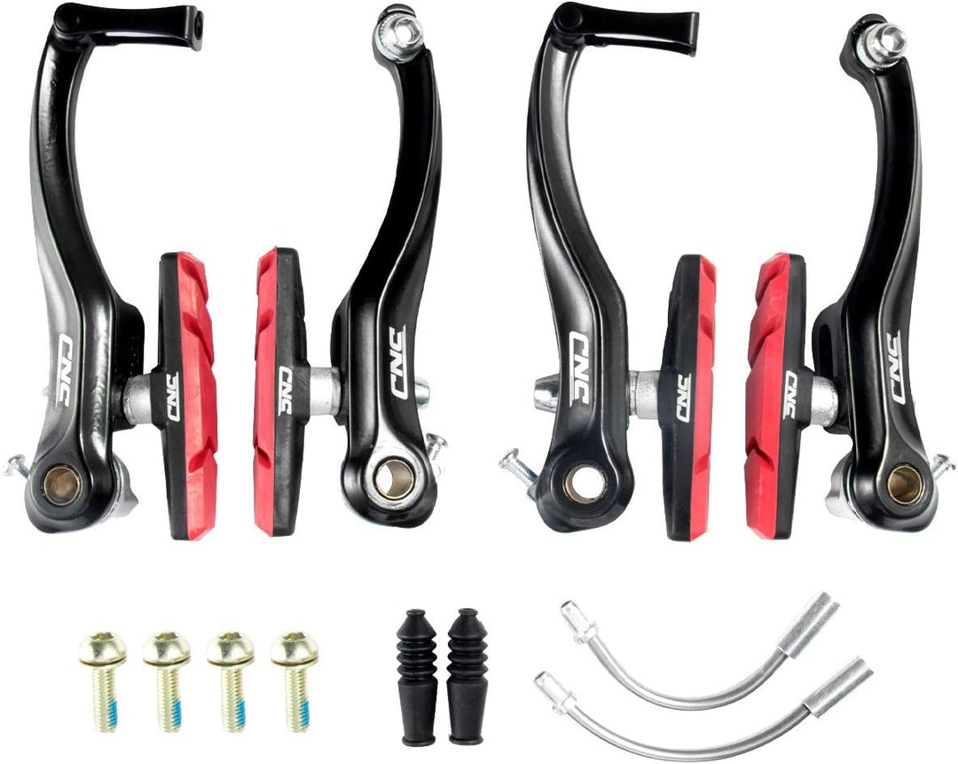 CNC Fahrrad V Bremse,Fahrrad V-Brake,Aluminium Fahrrad Bremsen Set 2 Paare/ Schwarz/Rot-Bar-70mm, 2