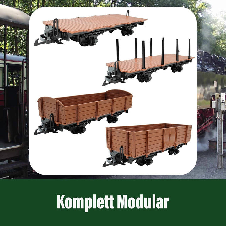 Rungenwagen schwarz/gelb als Spur-G Bausatz Zubehör für Gartenbahn Loks &amp; Wagen