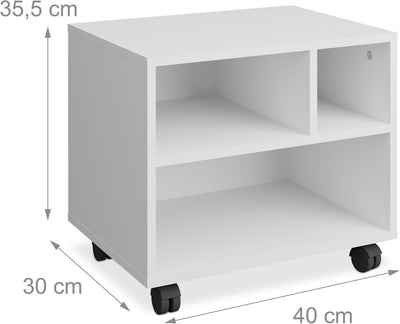 Relaxdays Rollcontainer mit 3 Fächern, Büro Beistellcontainer, mit Rollen, Büroschrank, HxBxT: 35,5