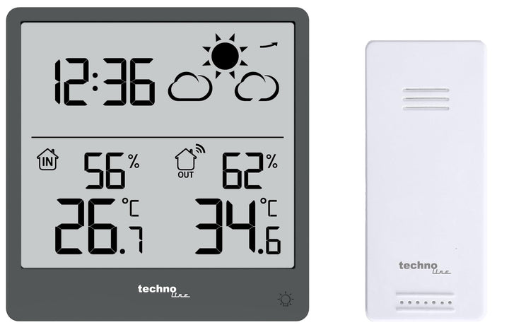 WS9138 moderne kleine Wetterstattion mit Wettervorhersage und Wettertendenz, Innen- und Aussentemper
