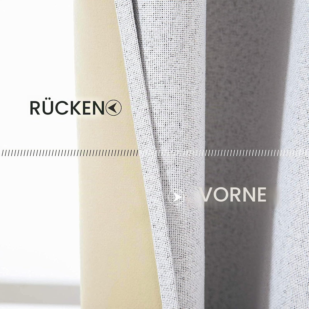 MIULEE Verdunklungsvorhänge mit ösen Gardinen Leinenoptik 2er Set 145 x 140 cm Grau Weiss Vorhang Bl