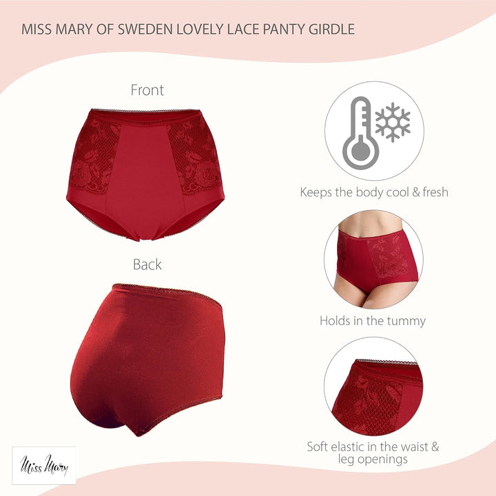 Miss Mary of Sweden Lovely Lace Miederhose mit Hoher Taille – Bauchkontrolle, Baumwollzwickel, Kühle
