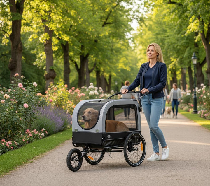 CXWXC Fahrradanhänger für Hunde 2 in 1 Fahrradanhänger &amp; Jogger hundewagen mit Stossdämpfer, Hundean