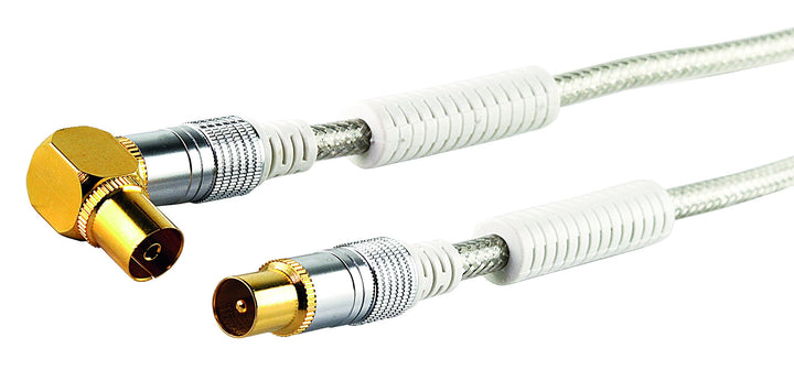 SCHWAIGER Premium Antennen Anschlusskabel 110 dB mit Ferritkern, 3,0m, transparent, IEC Stecker > 90