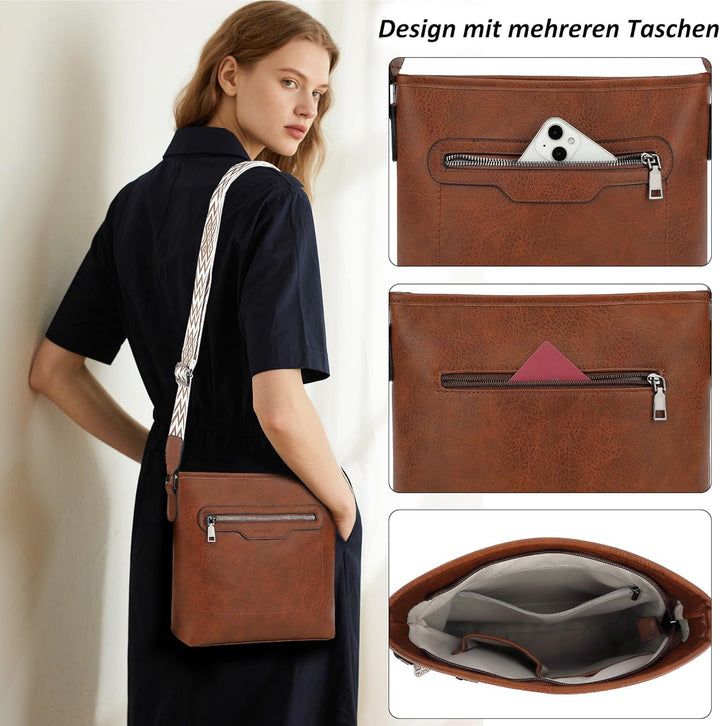 TANTOMI Umhängetasche Damen, Leicht Damen Schultertasche aus PU Leder, Handtasche Damen für Verstell