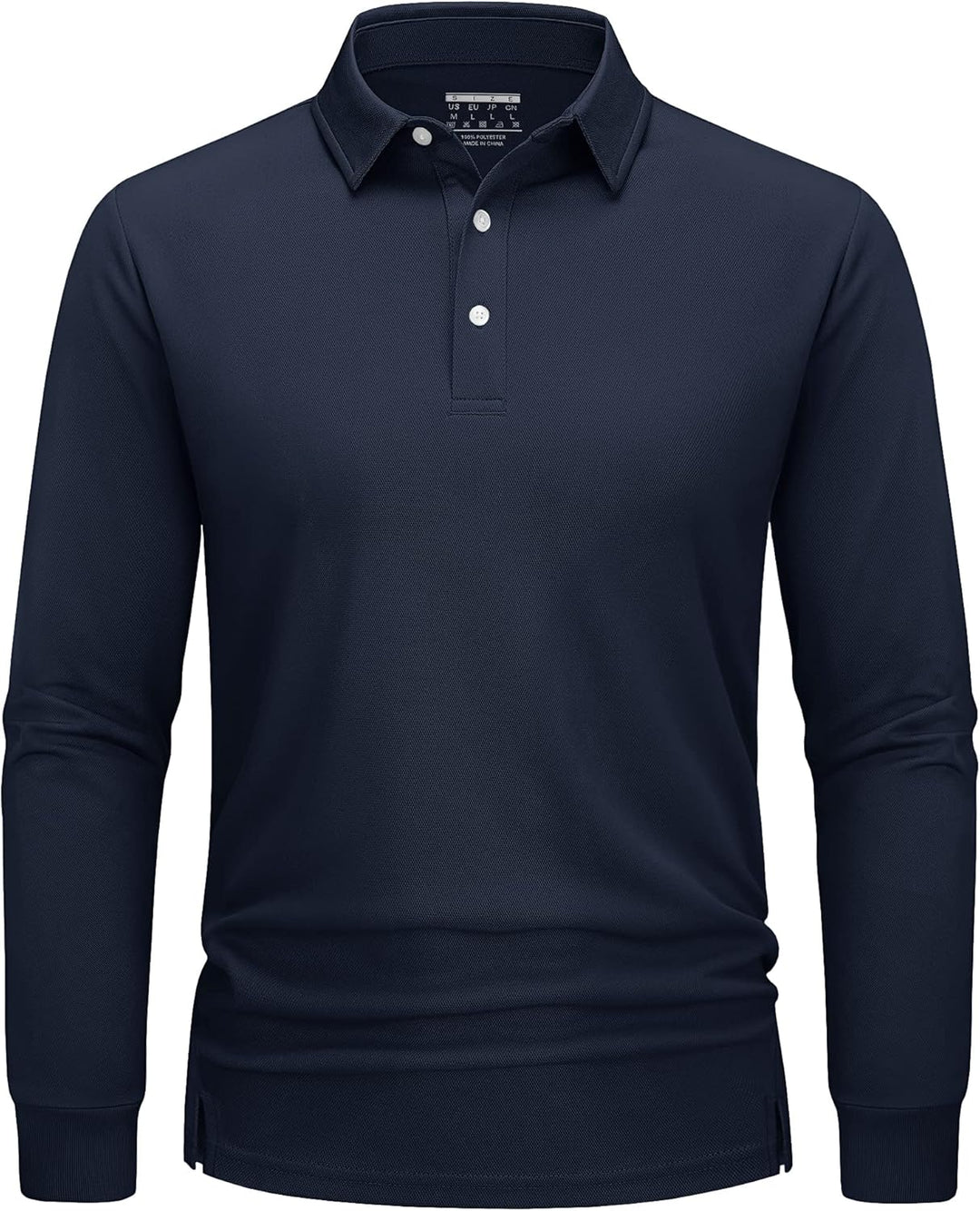 TACVASEN Herren Poloshirt Langarm Golf Polo Schnelltrocknend Funktionsshirts Leicht T-Shirts mit 3-K