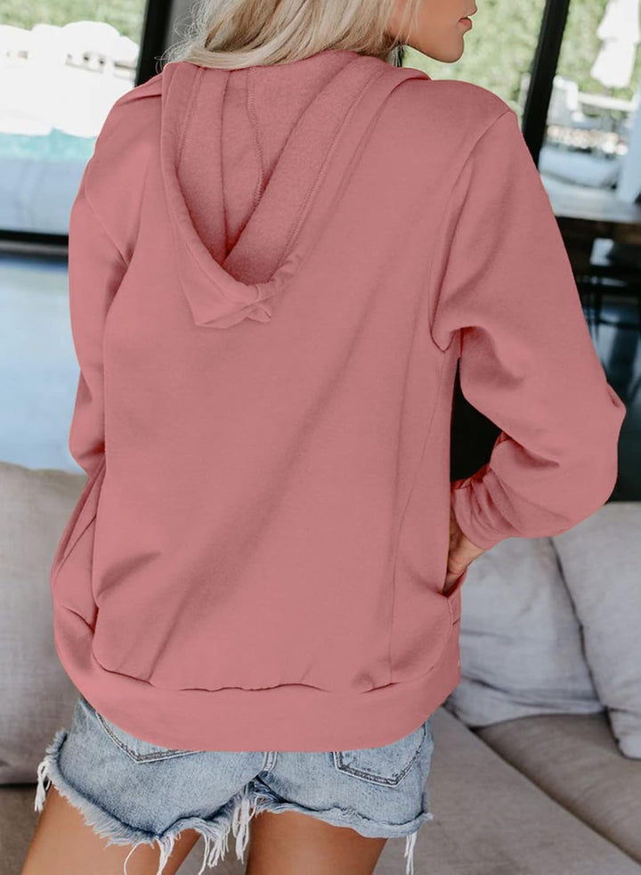 Maavoki Damen Zip Hoodie Langarm Kapuzenpulli Fleece Outwear Jacken Herbst Winter Sweatjacke A-rosa