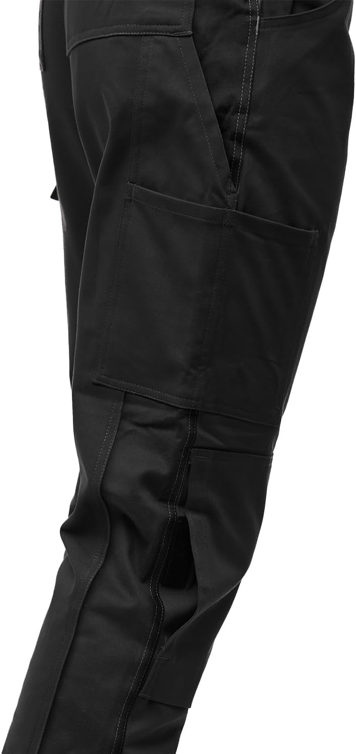 strongAnt Latzhose Herren Stretch Arbeitshose Arbeitslatzhose mit Kniepolstertaschen Schwarz Grau We
