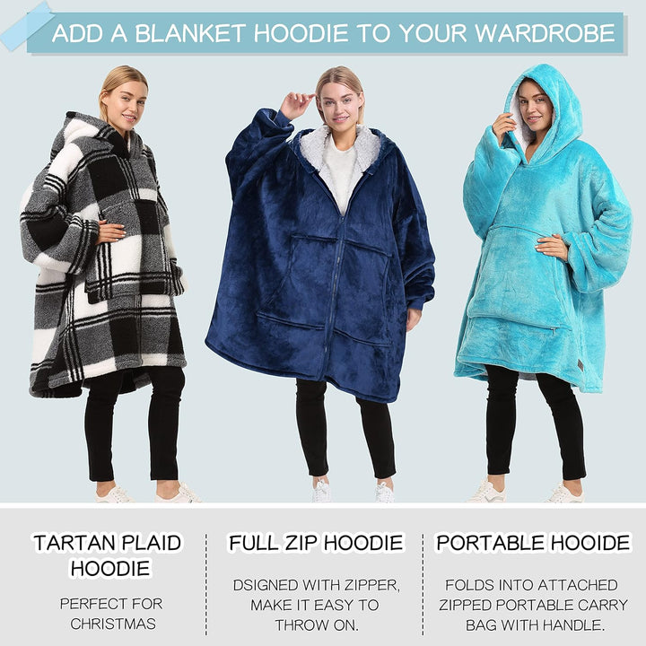 Kato Tirrinia Übergrosse Lang Hoodie, Warme Sweatshirt Decke, Weiche Flanell Damen Deckenpullover, K
