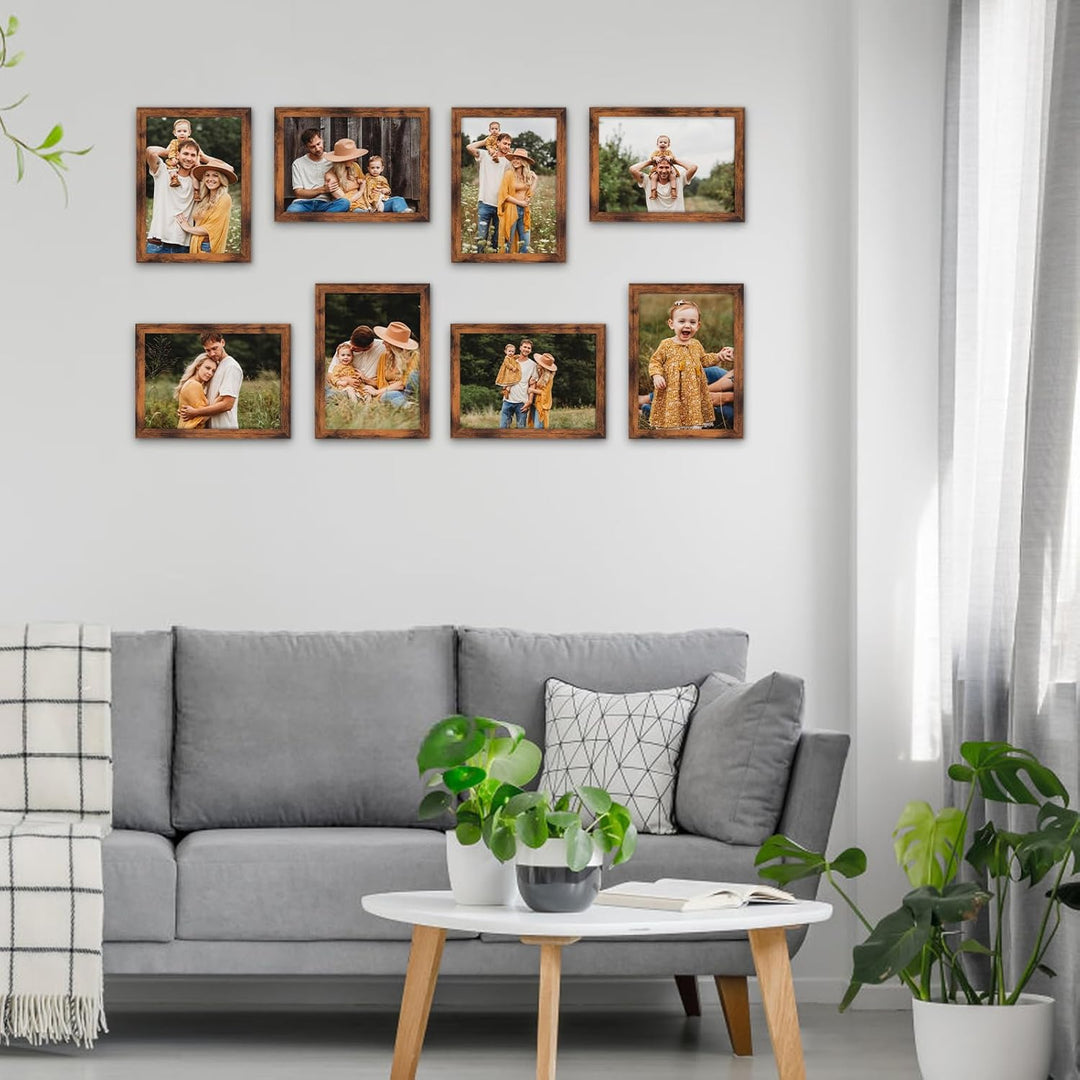 Hoikwo 18 Stück Bilderrahmen 13x18 cm, Braun Fotorahmen Collage Set für Wohnzimmer Schlafzimmer Kind
