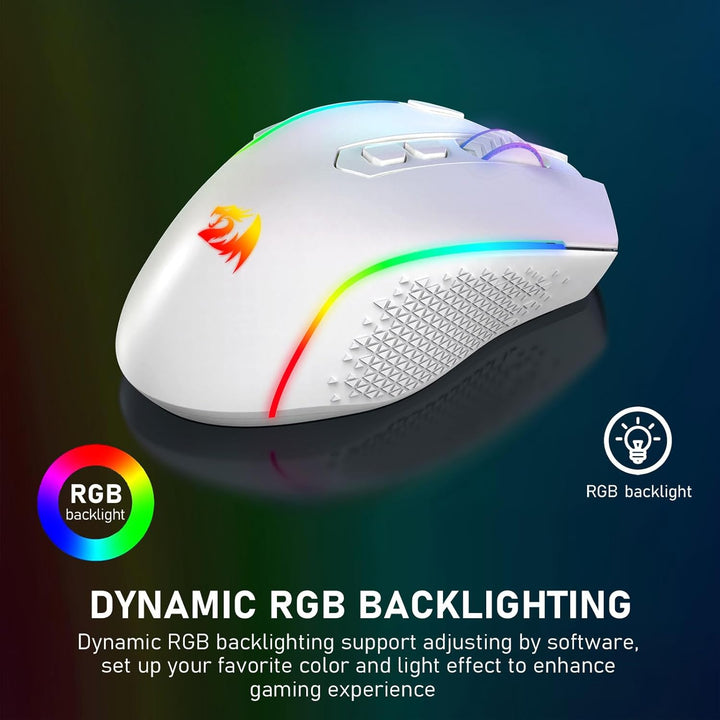 Redragon M810 MAX 3-Modi Wireless Gaming Maus, 12000 DPI, kabelgebundene/kabellose RGB-Maus mit Rapi
