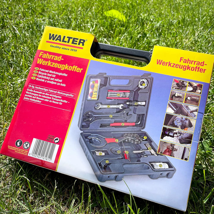 WALTER Fahrrad-Werkzeugkoffer 18- tlg. Fahrrad Werkzeug-Set, hochwertiger Multifunktionskoffer, robu
