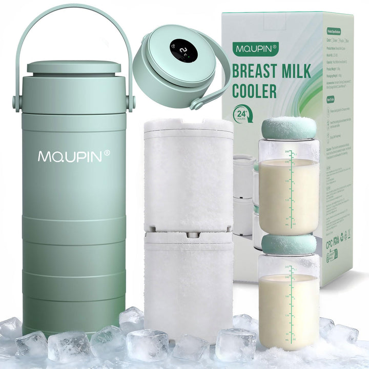 MQUPIN Tragbarer Muttermilchkühler mit Temperaturanzeige, 360°-Kühlung Für muttermilch aufbewahrung,