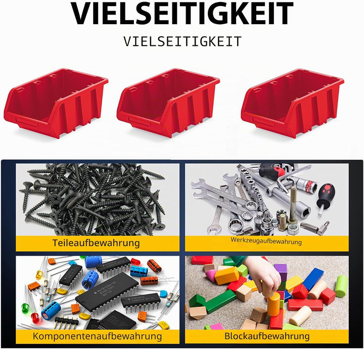 Werkstatt-Stapelkiste, Stapelbox aus PP Kunststoff, Sichtbox Stapelbox, Lagerboxen für Werkzeugswand