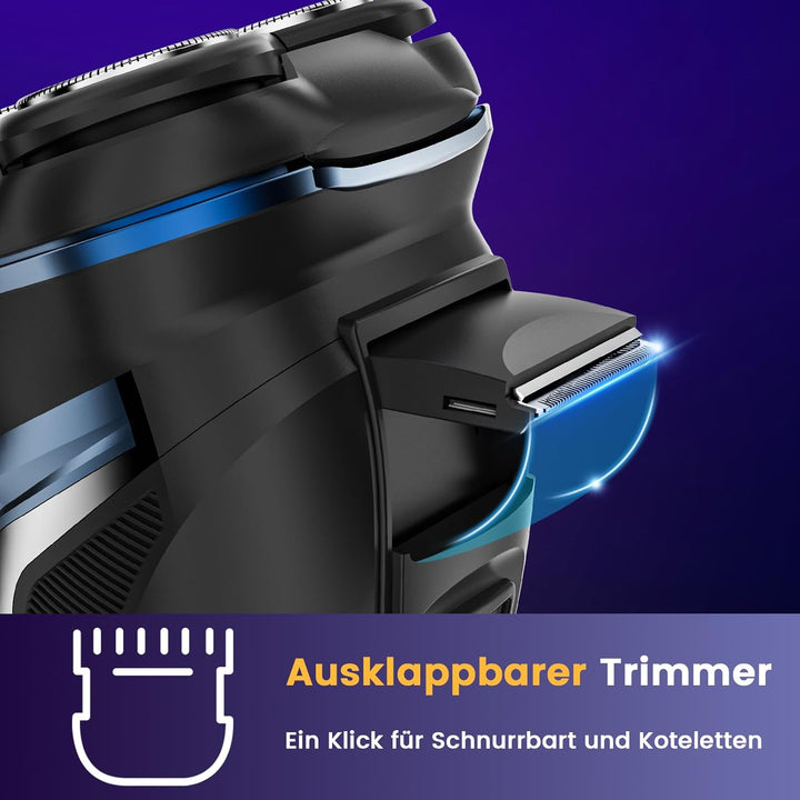 Skycool Rasierer Herren Elektrisch, 3-in-1 Elektrischer Rasierer für Herren Nass und Trocken, IPX7 W