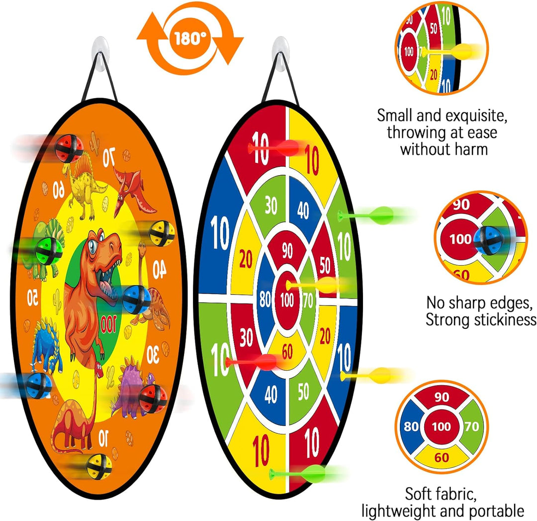 Dartscheibe für Kinder - 26 inches, Montessori Spielzeug Dinosaurier Thema Dart Board mit 12 Bällen