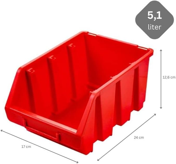 PROREGAL SuperSparSet 20x Sichtlagerbox 3 | HxBxT 12,6x17x24cm | Rot | Sichtlagerbehälter Sichtlager
