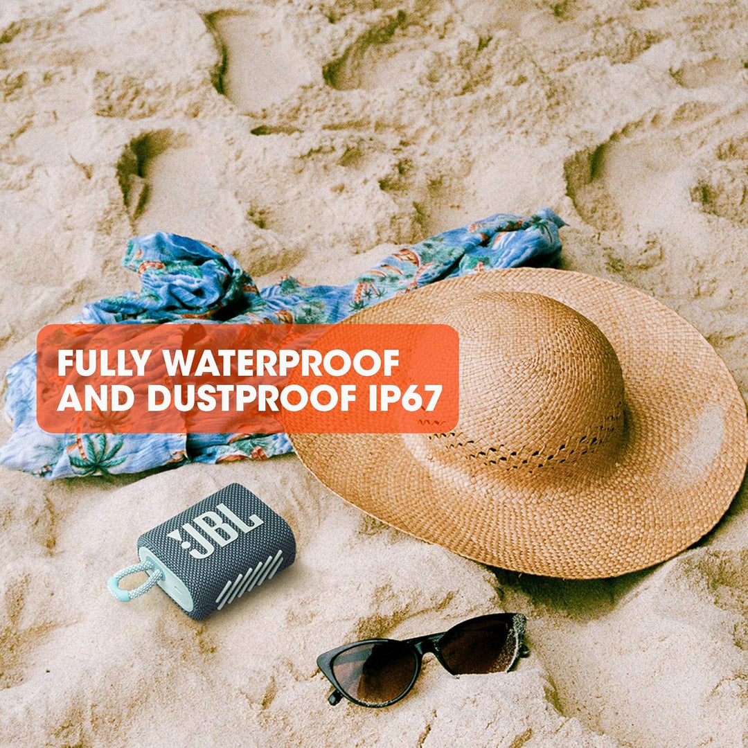 JBL GO 3 kleine Bluetooth Box in Weiss – Wasserfester, tragbarer Lautsprecher für unterwegs – Bis zu