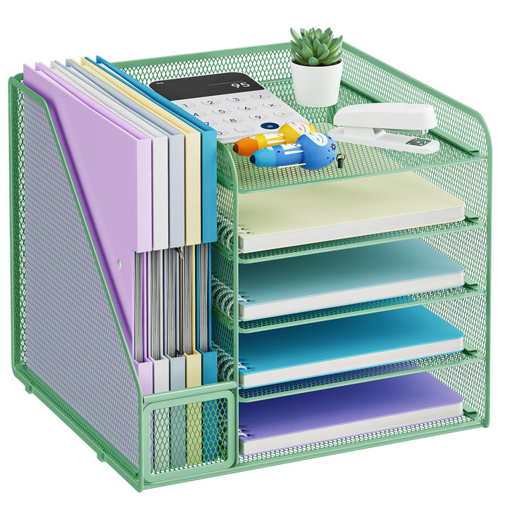 Marbrasse Schreibtisch Organizer und Büro Zubehör,5-Tier Briefablage Organizer mit Briefständer,Mesh