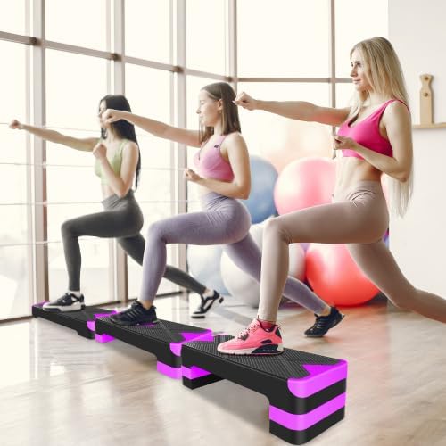 Fitness Aerobic Step mit 3 Höhenstufen, Anti-Rutsch-Oberfläche, 68,5 x 27,94 cm, bis 250 kg belastba