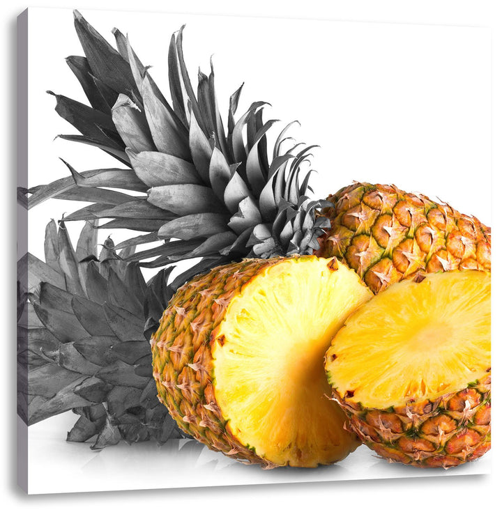 Pixxprint Frische Ananas als Leinwandbild Quadratisch/Grösse: 70x70 / Wandbild/Kunstdruck/fertig bes