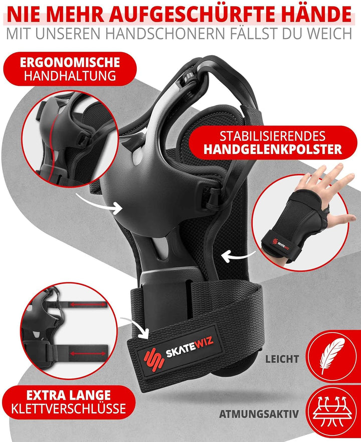 SKATEWIZ Skate Protektoren Set - Für Kinder, Jugendliche und Erwachsene von Deutschem Hersteller [6e