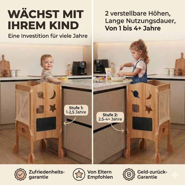 Lernturm ab 1 Jahr - Lernturm klappbar inkl. 360° Sicherheitsnetz - Extra Stabiler und massiver Lear