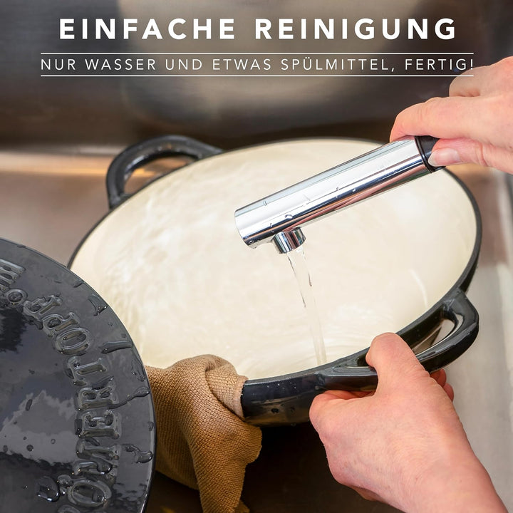 Römertopf Schmorpfanne Gusseisen 28 cm 2,4 L mit Deckel, Anthrazit, Anthrazit