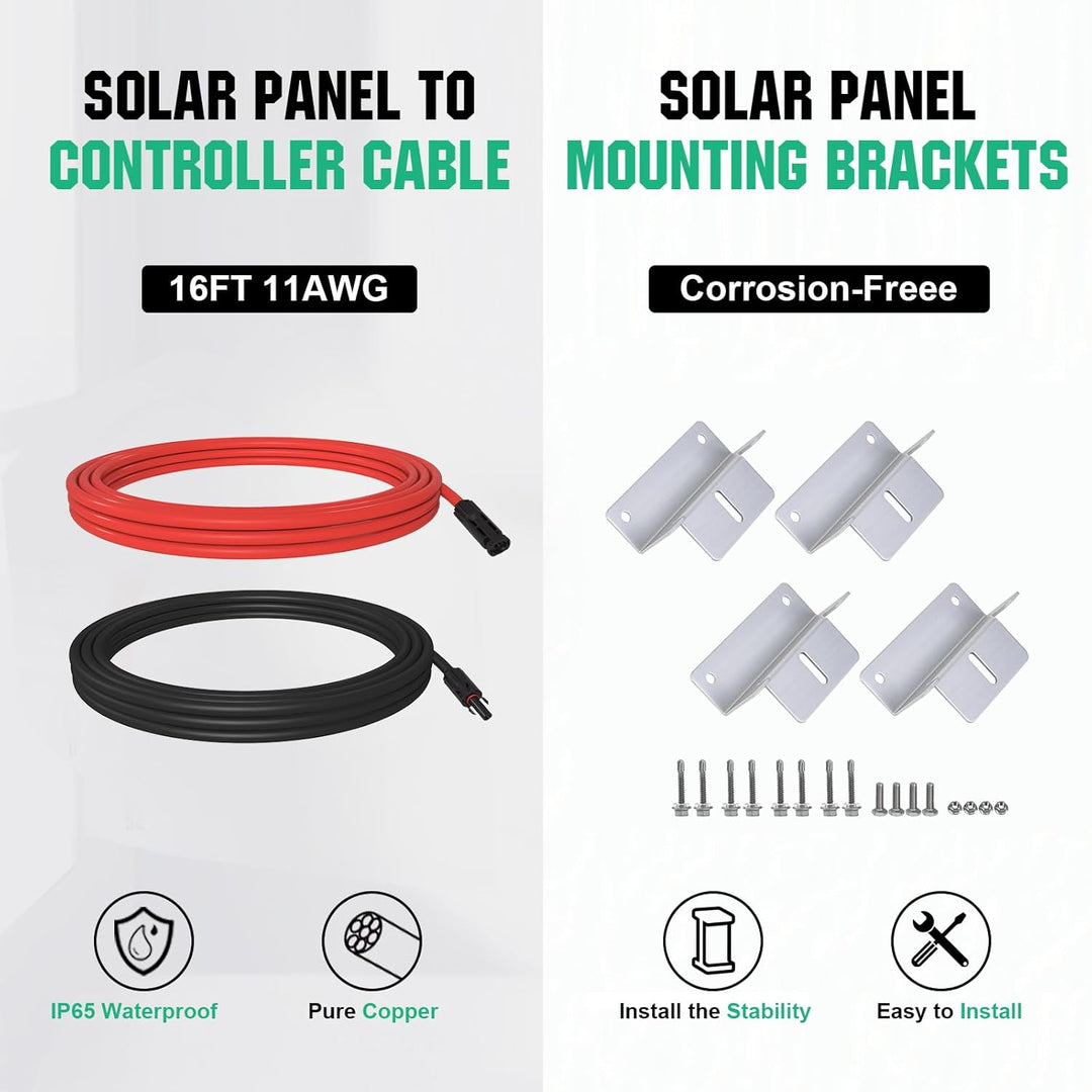 ECO-WORTHY Monokristallines Solarpanel Solarzelle kit 170W enthält 12V Solarmodul + 30 A Solarladere