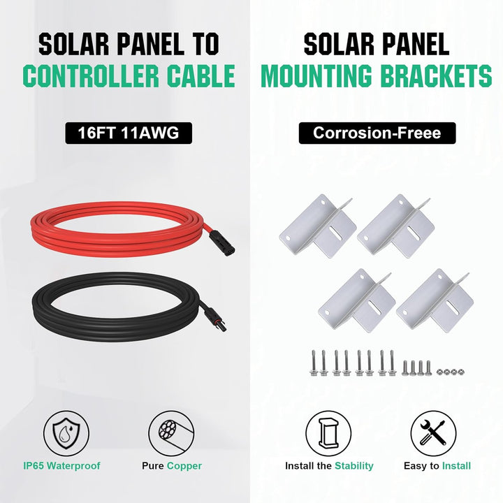 ECO-WORTHY Monokristallines Solarpanel Solarzelle kit 170W enthält 12V Solarmodul + 30 A Solarladere